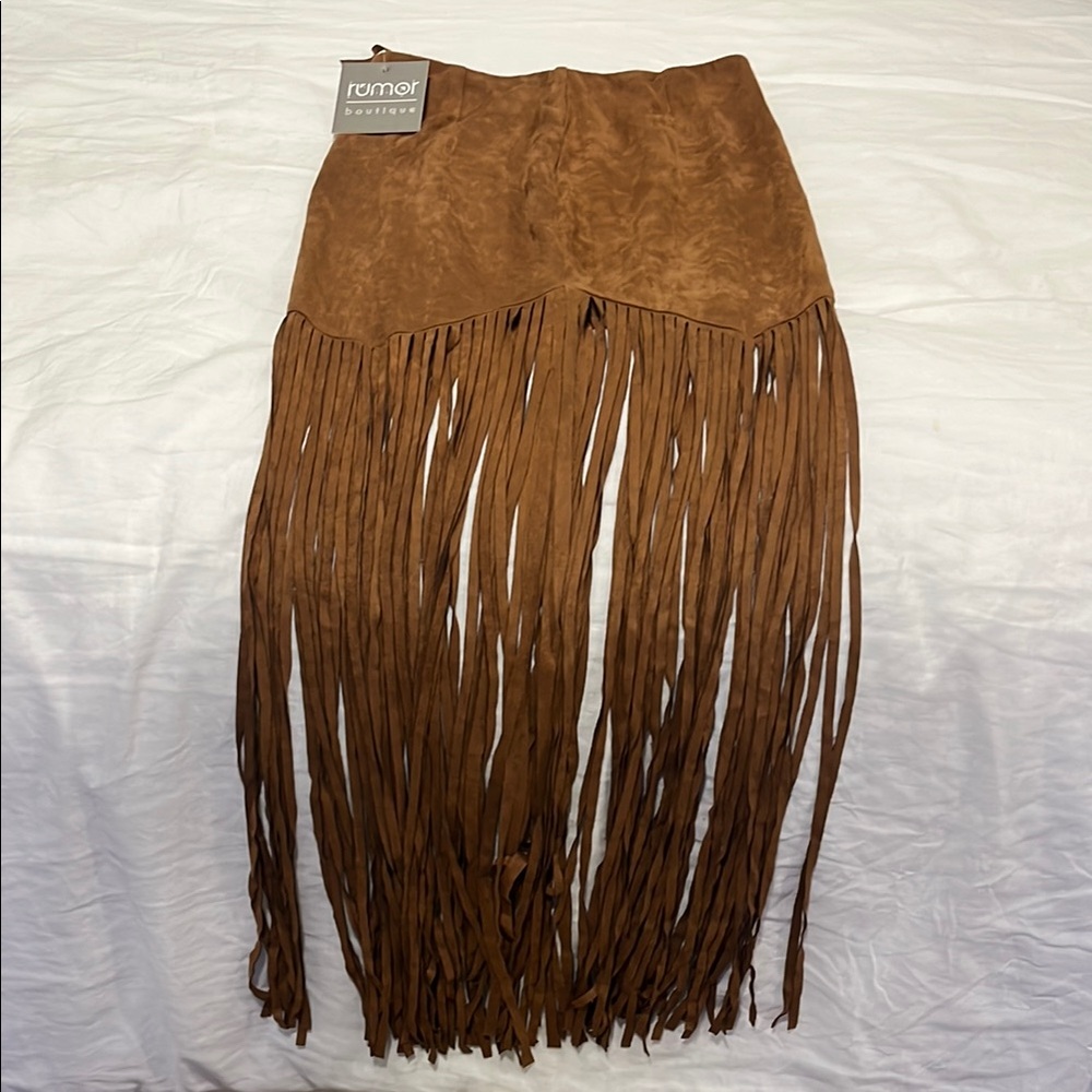 LF Brown Tan Asymmetrical Maxi Skirt